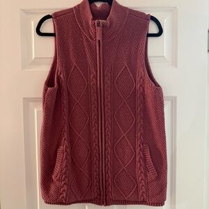 Talbots- Vintage Pink Cable Knit Zip-Up Vest- M